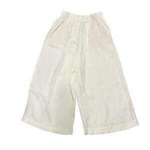 Oysho White Linen Blend Crop Wide Leg Pants XS Summer Resort Spring Vacation